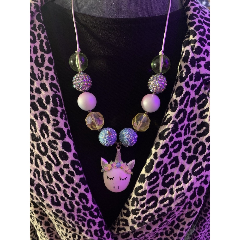 Unicorn Girls‎ Bubblegum Beaded Chunky Statement Chunky Necklace Party Holiday